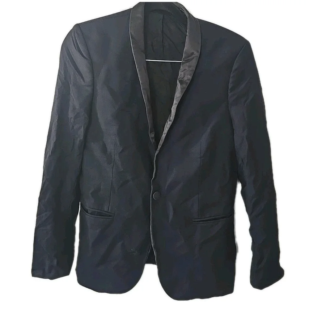 The‎ Kooples Navy Black One Button Fitted Blazer Mens Size 46